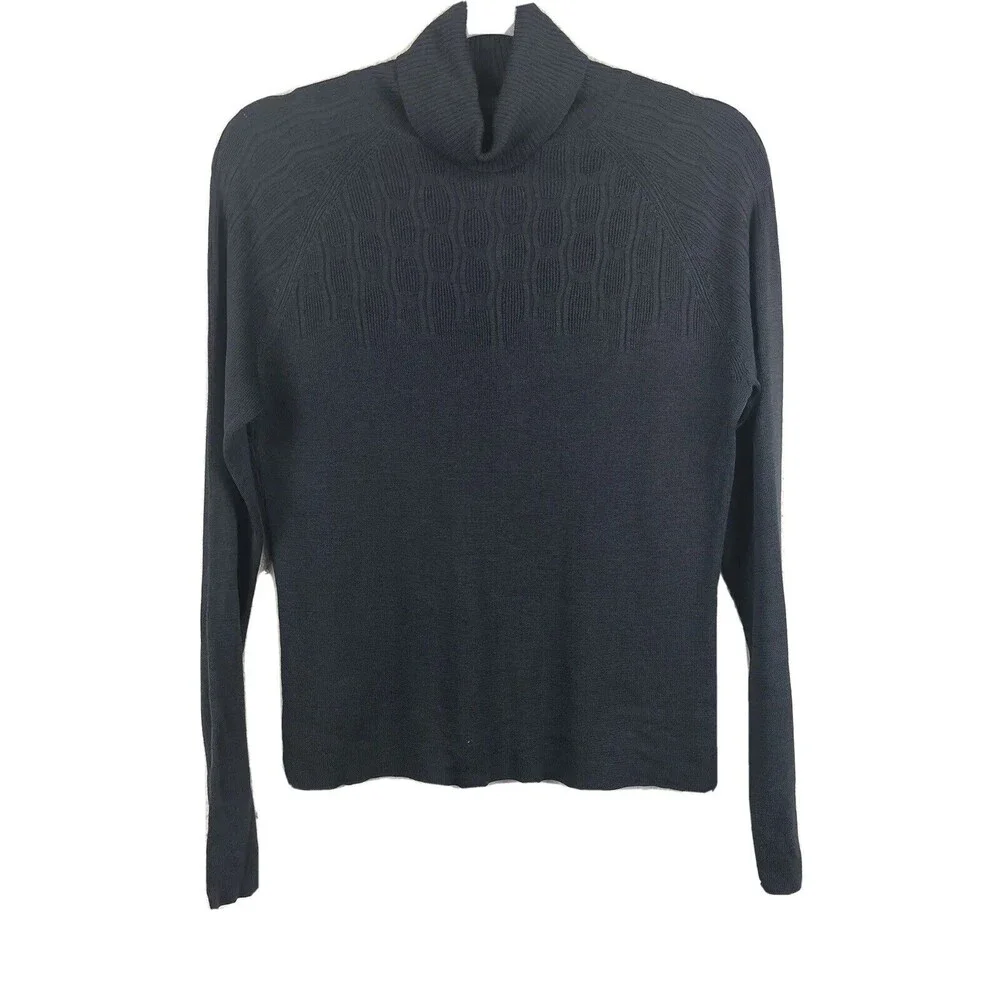 Caslon Womens 100% Silk Turtleneck Sweater‎ TOP Charcoal Gray Knit Size L 51036